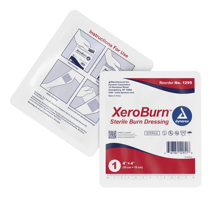Dynarex XeroBurn Sterile Burn Dressing 4in X 4in case of 24 Quantity per box: 15
