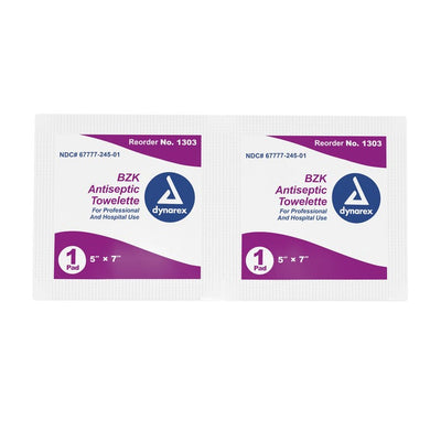 Dynarex BZK Antiseptic Towelettes case of 1000/cs