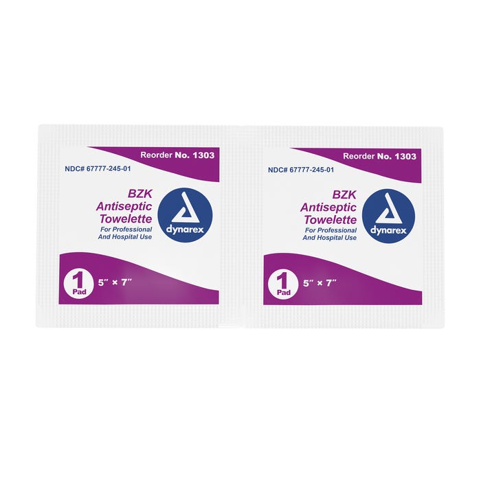 Dynarex BZK Antiseptic Towelettes case of 1000/cs