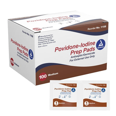 Dynarex Povidone-Iodine Prep Pad - Medium case of 1000